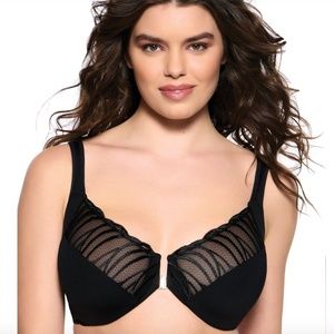 Felina Paramour Peridot Lace-Back Demi T-Shirt Bra (Black, 42H) :  : Fashion